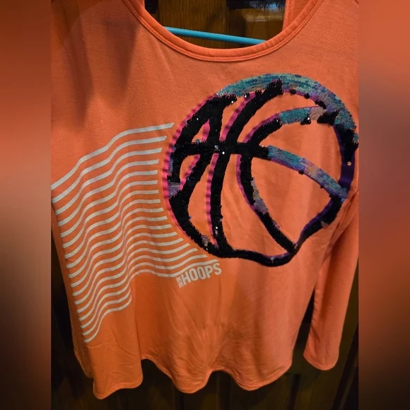 Justice Coral Sequin Basketball Long Sleeve Tee - Picture 11 of 11